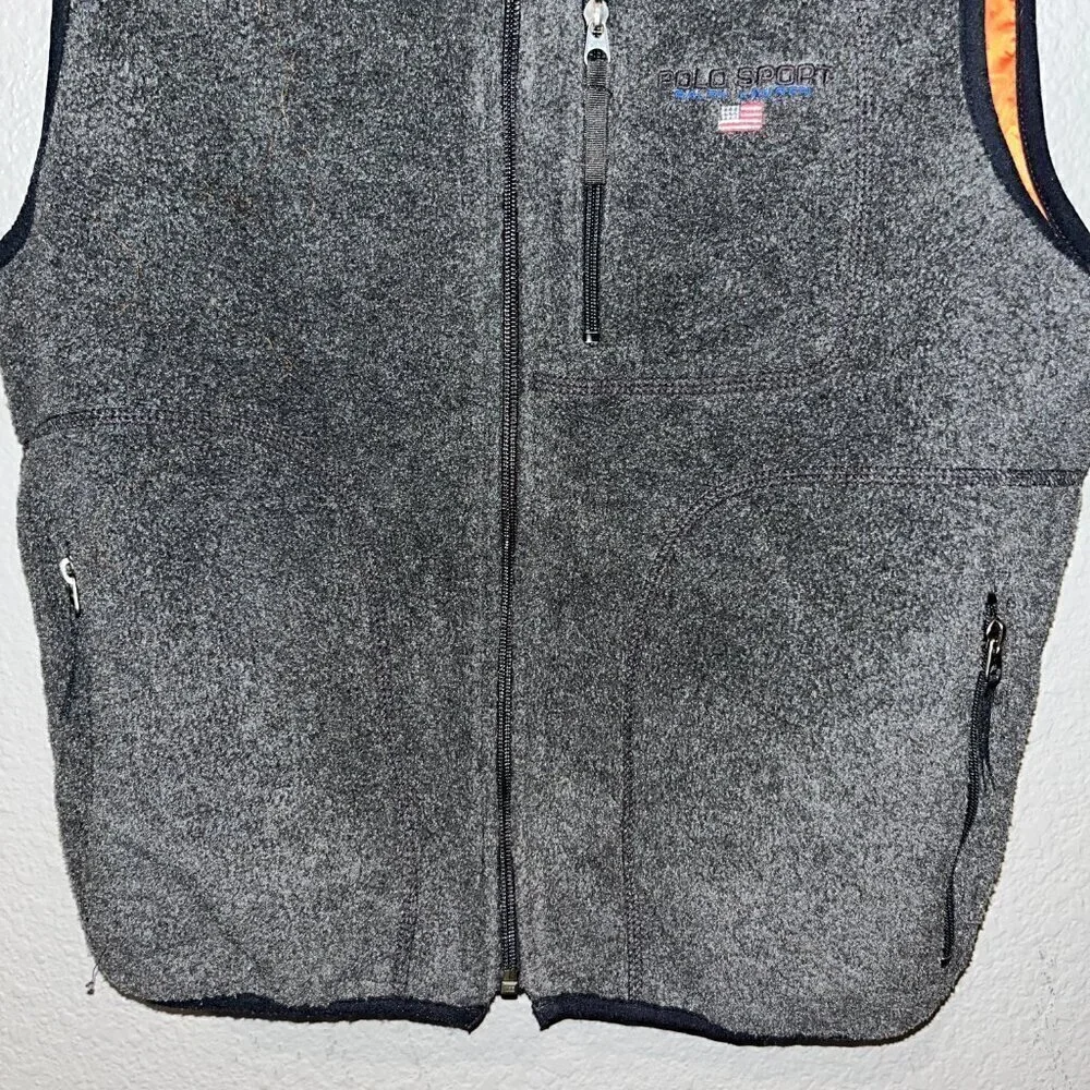 POLO SPORT RALPH LAUREN Reversible Gray to Orange Men's Full Zip Vest - EUC -M